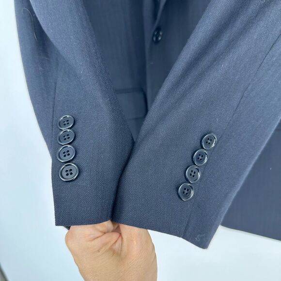 346 Brooks Brothers Mens Two Button Blazer Jacket Black Wool Size 43R - Picture 7 of 9